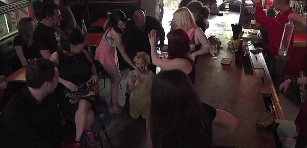  Spanish public bar orgy fucking